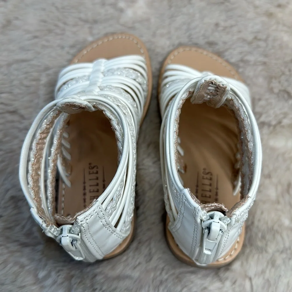 SEYCHELLES | White & Glitter Gladiator Sandals, Size 8